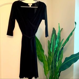 Long Sleeve Faux Wrap Dress